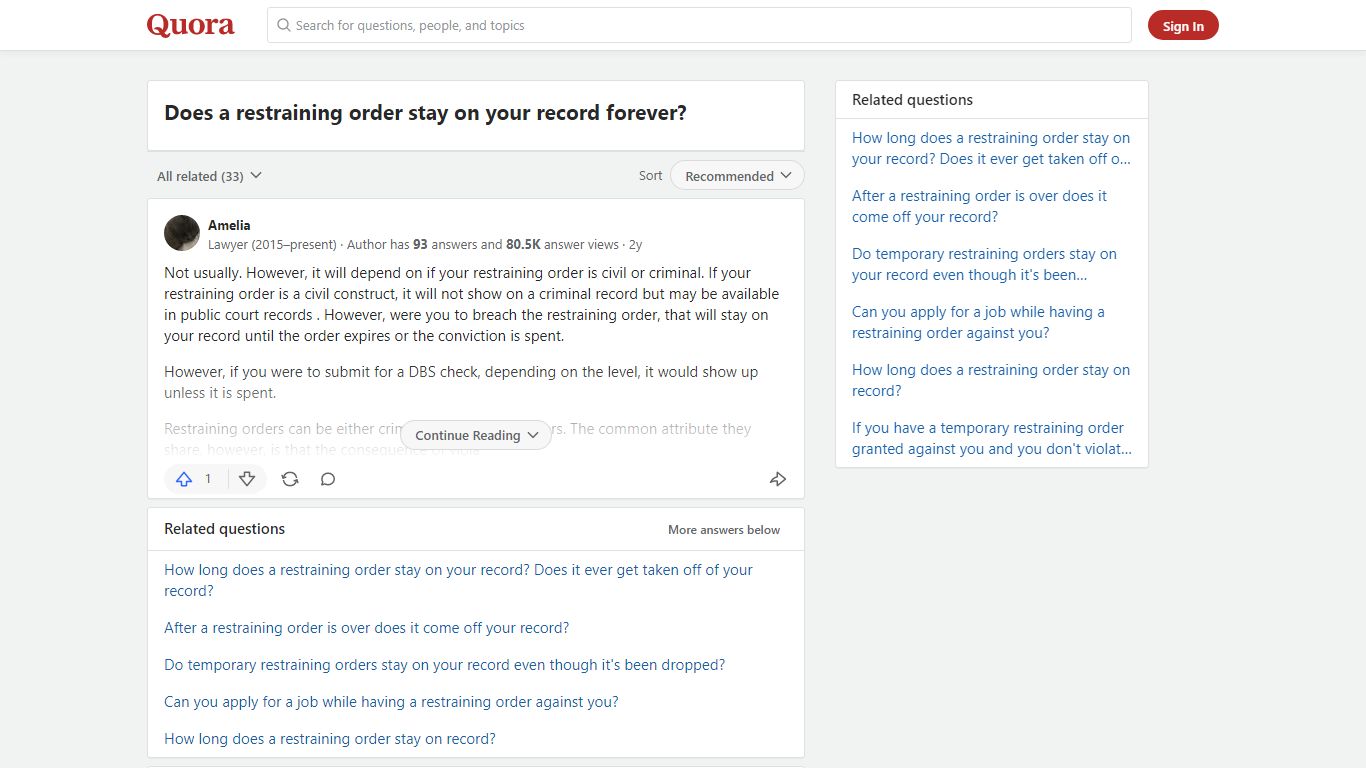 Does a restraining order stay on your record forever? - Quora
